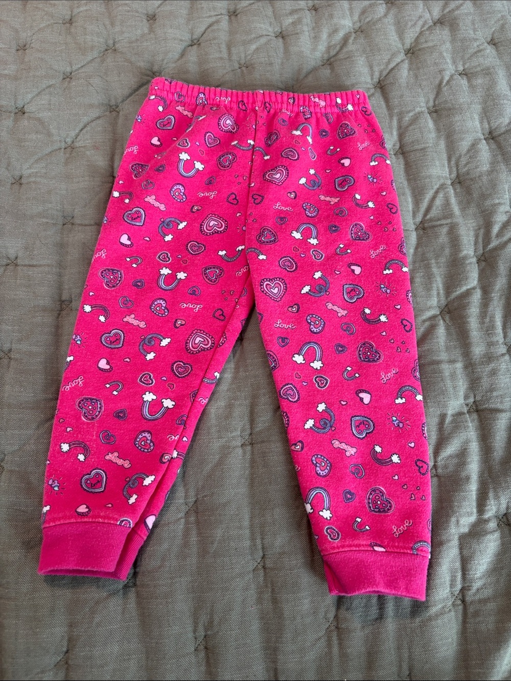 Girls Pink Heart & Rainbow Sweatpants